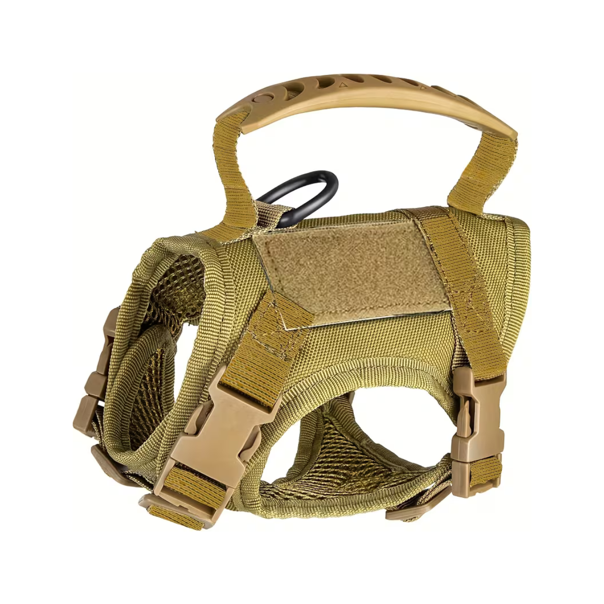 Chaleco táctico para mascotas, vista de detalle del color caqui