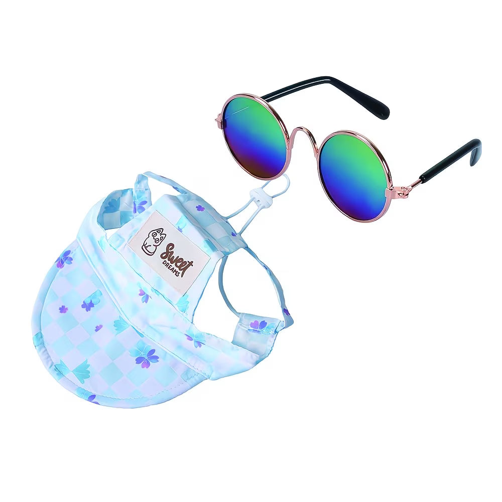 Sombrero y Gafas de Sol para Mascotas - Set de 2 Piezas