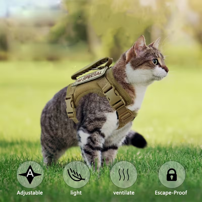 Chaleco Táctico para Gatos y Perros Pequeños - Arnés con Asa de Control