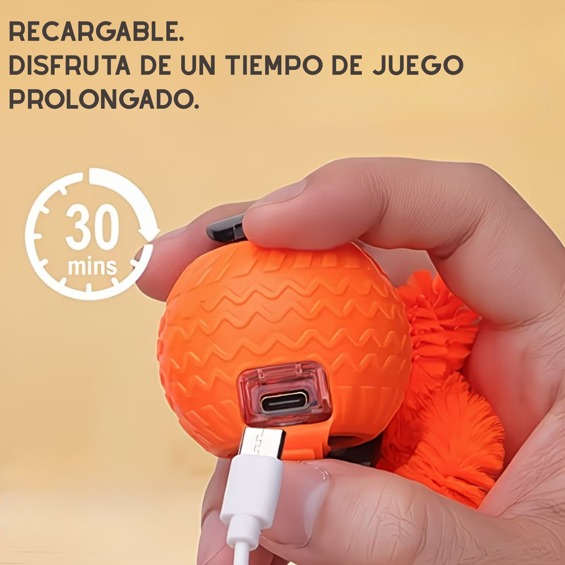 Pelota interactiva recargable por USB-C, indicador de carga rojo y verde