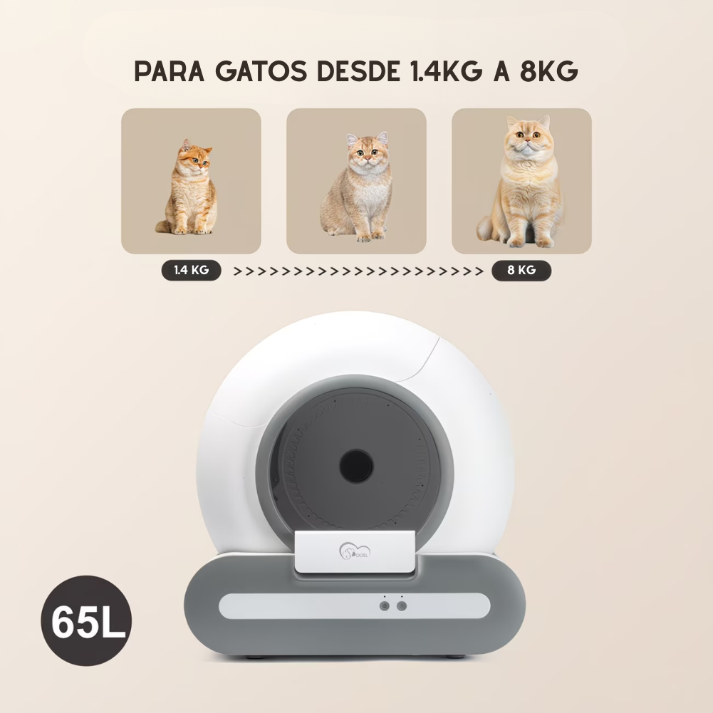 Arenero inteligente autolimpiador, control remoto WIFI con alfombrilla y bolsas de basura
