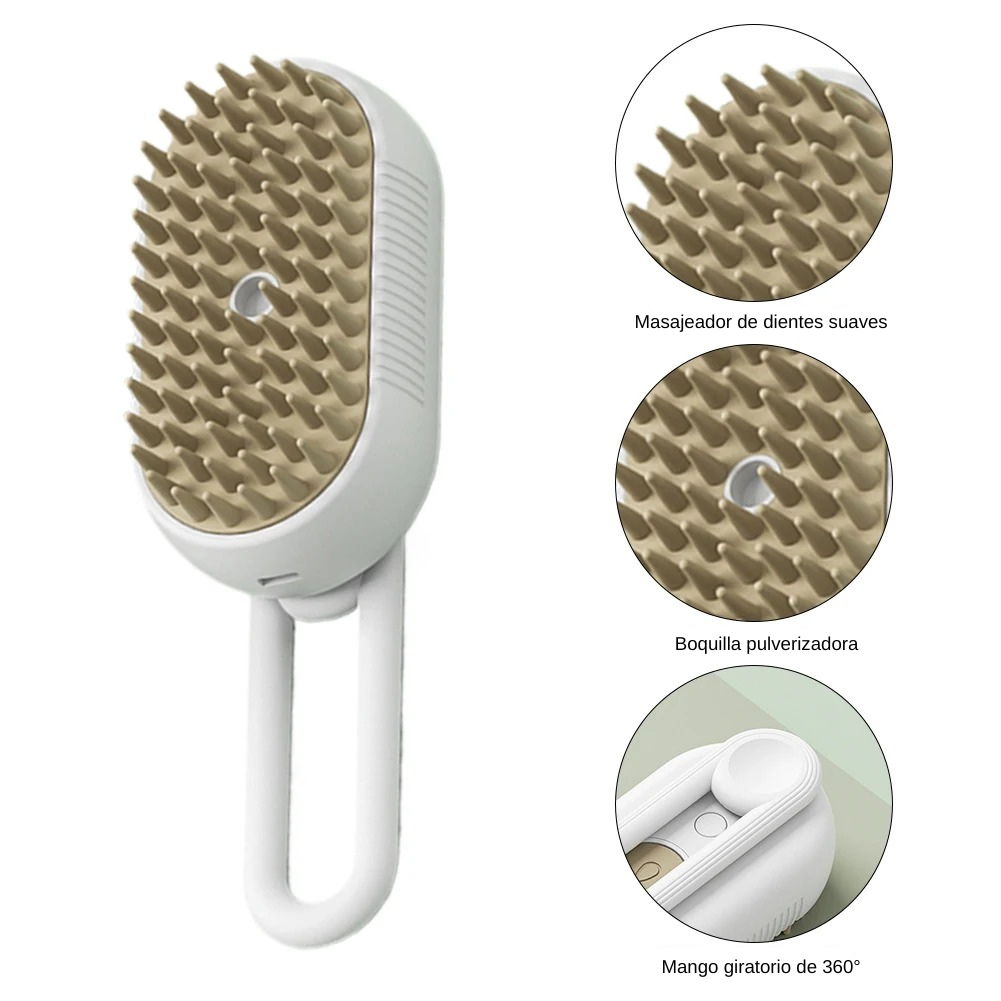 Cepillo de vapor recargable 3 en 1 para gatos