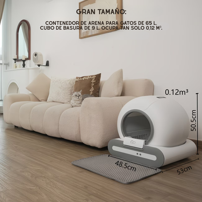 Arenero inteligente autolimpiador, control remoto WIFI con alfombrilla y bolsas de basura