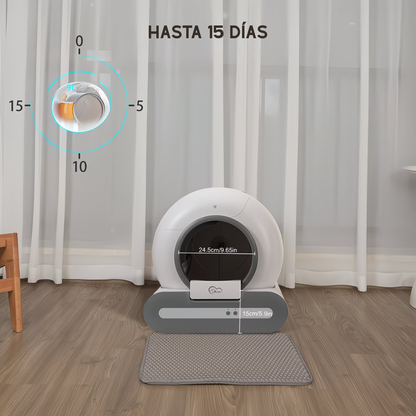 Arenero inteligente autolimpiador, control remoto WIFI con alfombrilla y bolsas de basura