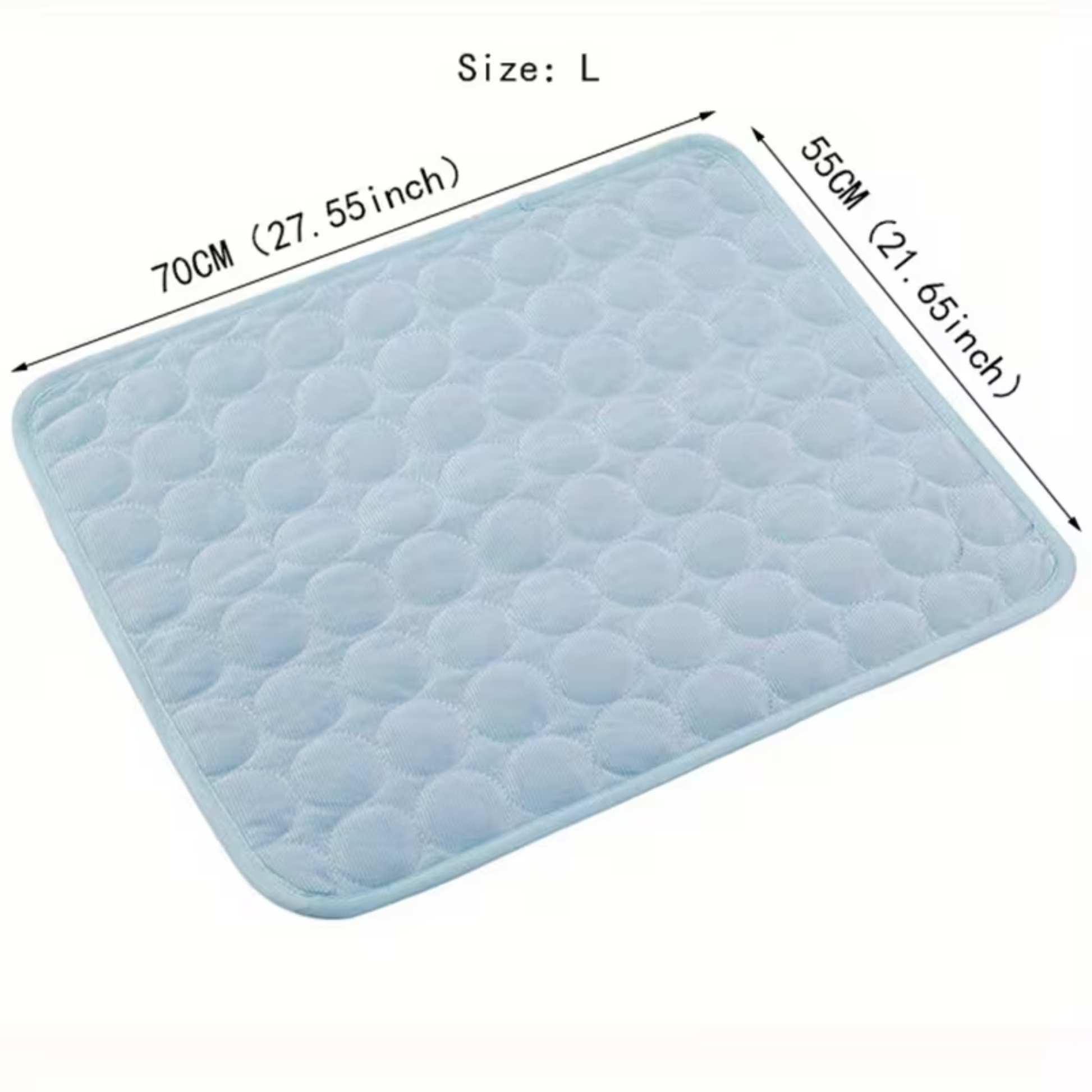 Tabla de tallas de la alfombra refrescante: M, L, XL y 2XL según el peso de la mascota