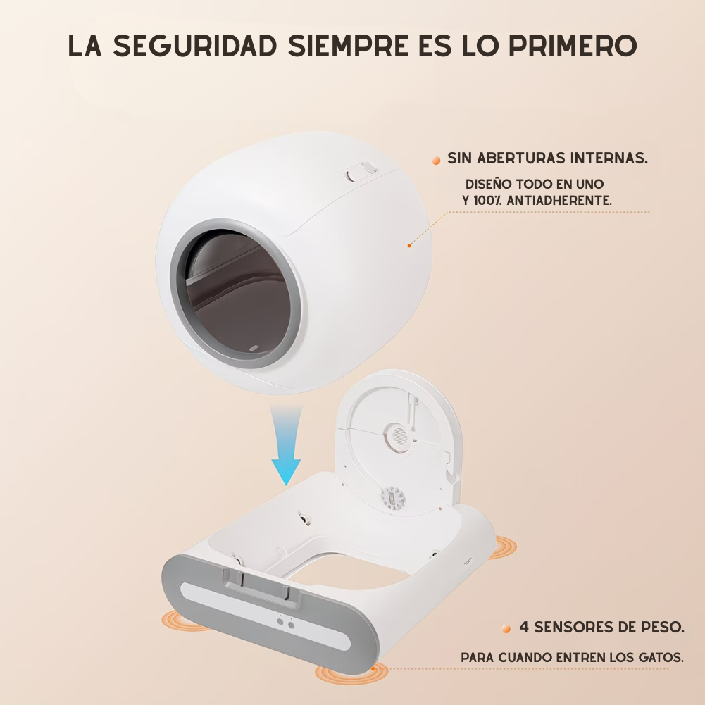 Arenero inteligente autolimpiador, control remoto WIFI con alfombrilla y bolsas de basura