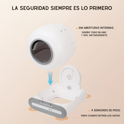 Arenero inteligente autolimpiador, control remoto WIFI con alfombrilla y bolsas de basura