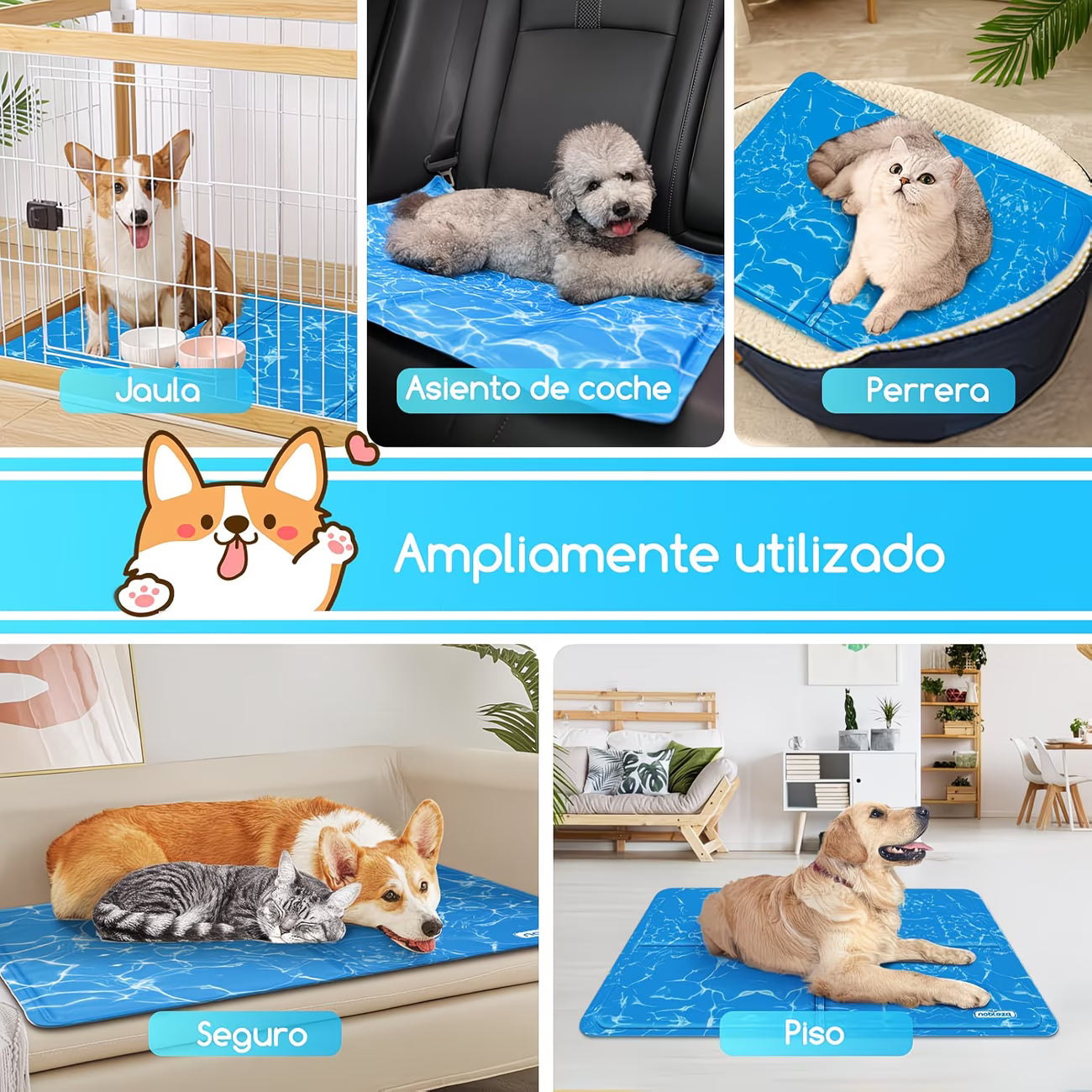 Tallas disponibles de la alfombrilla refrescante Nobleza: 65x50cm y 90x50cm