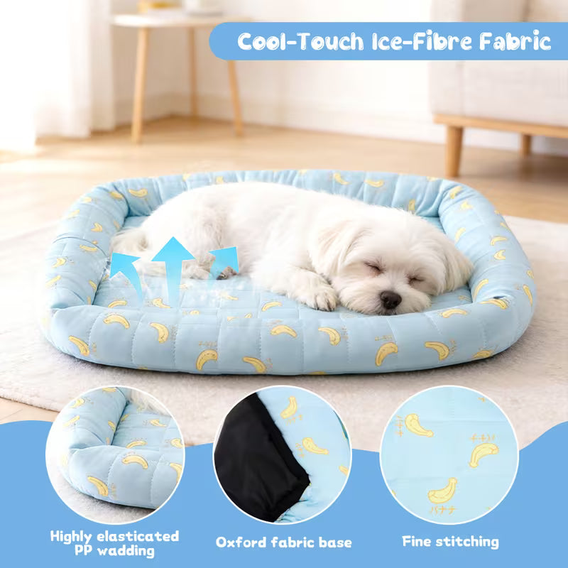 Perro y gato durmiendo juntos sobre la cama refrescante, tejido transpirable